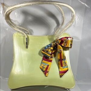Beijo Pastel Green Shoulder Bag with Vibrant Scarf